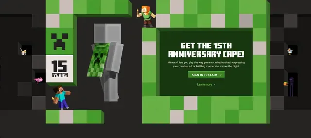 Minecraft 15th Anniversary FREE Cape
