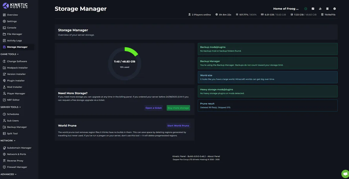 Panel Version 5.9 - New Storage Manager