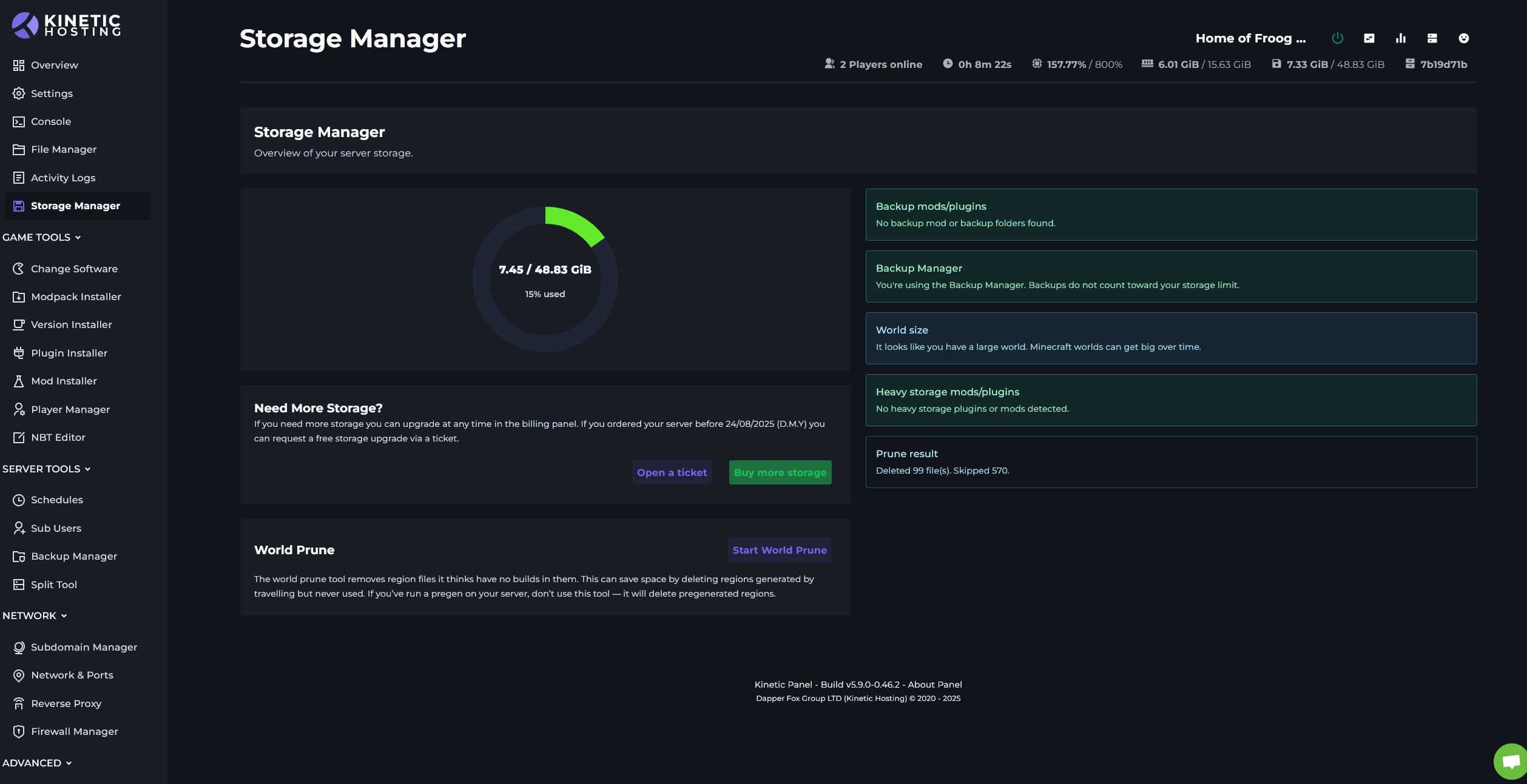 Panel Version 5.9 - New Storage Manager